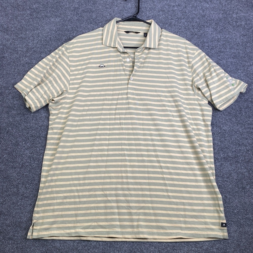 Radmor Golf Mens XL Pima Cotton Striped Polo Shirt Green Cream WA GOLF Logo